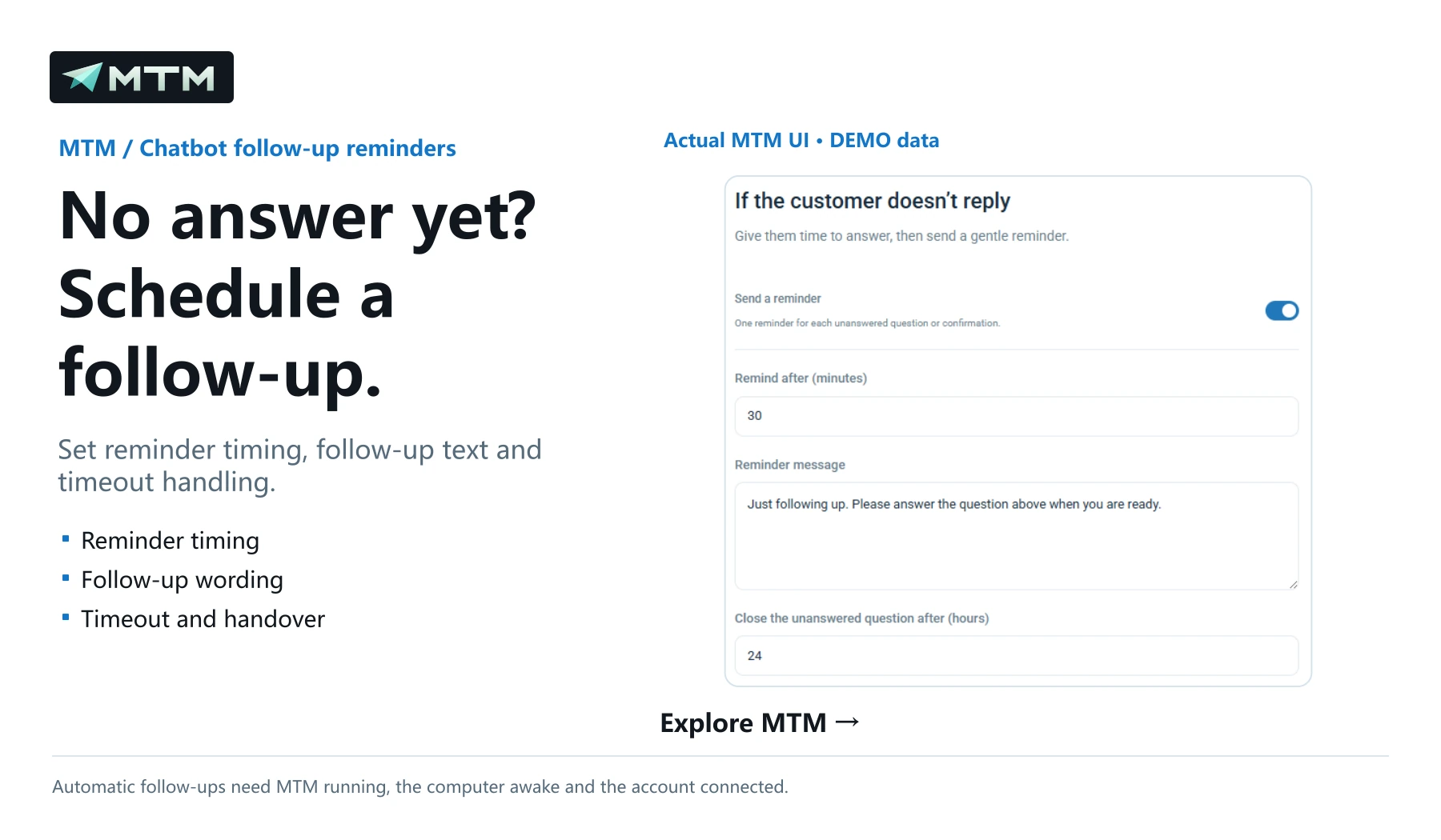 No answer yet? Schedule a follow-up.