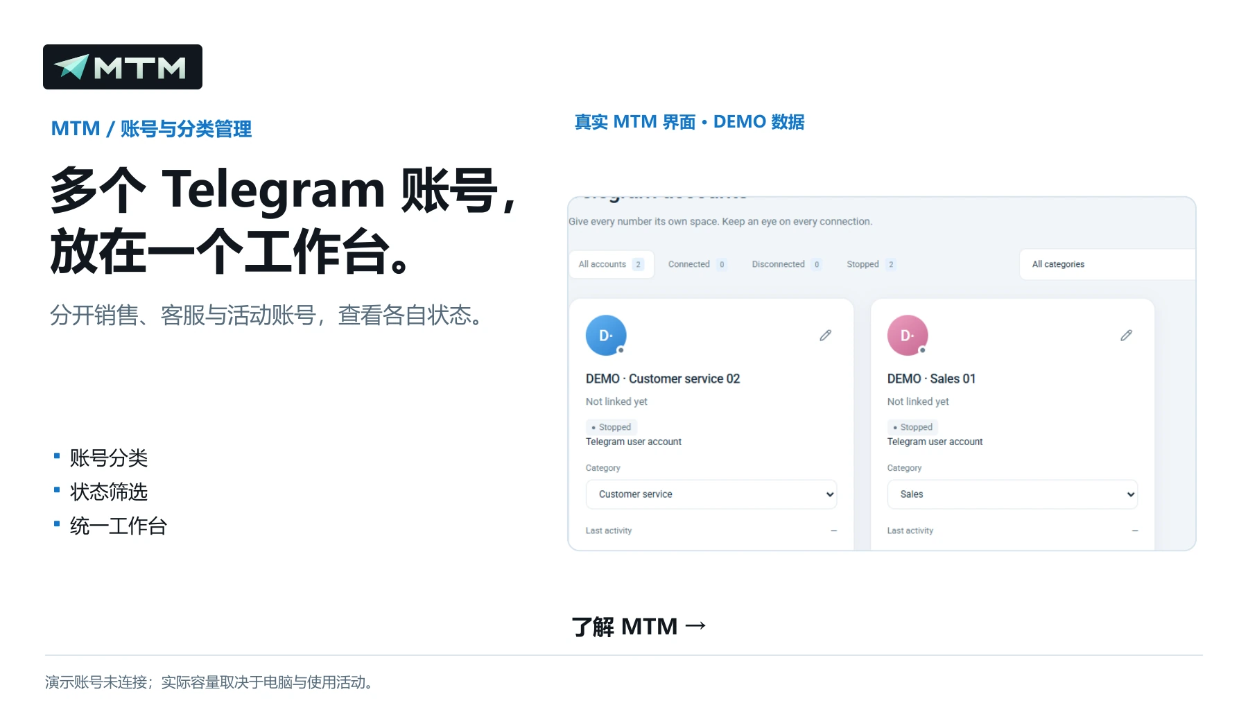 多个 Telegram 账号， 放在一个工作台。