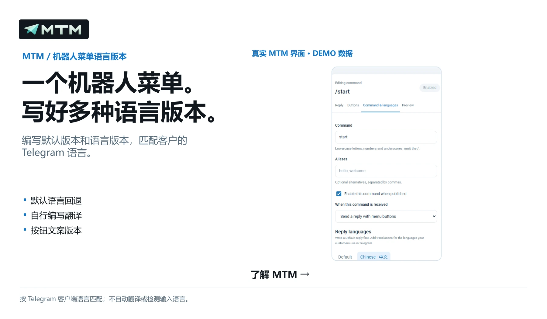 一个机器人菜单。 写好多种语言版本。