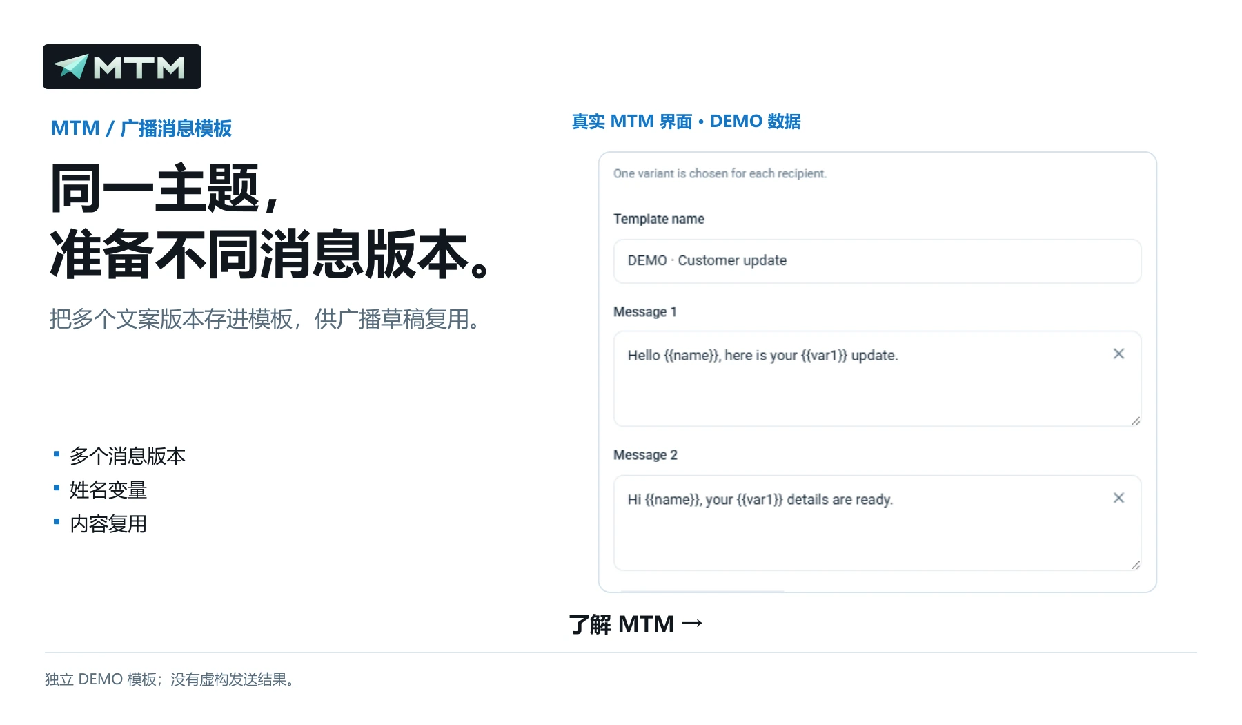 同一主题， 准备不同消息版本。