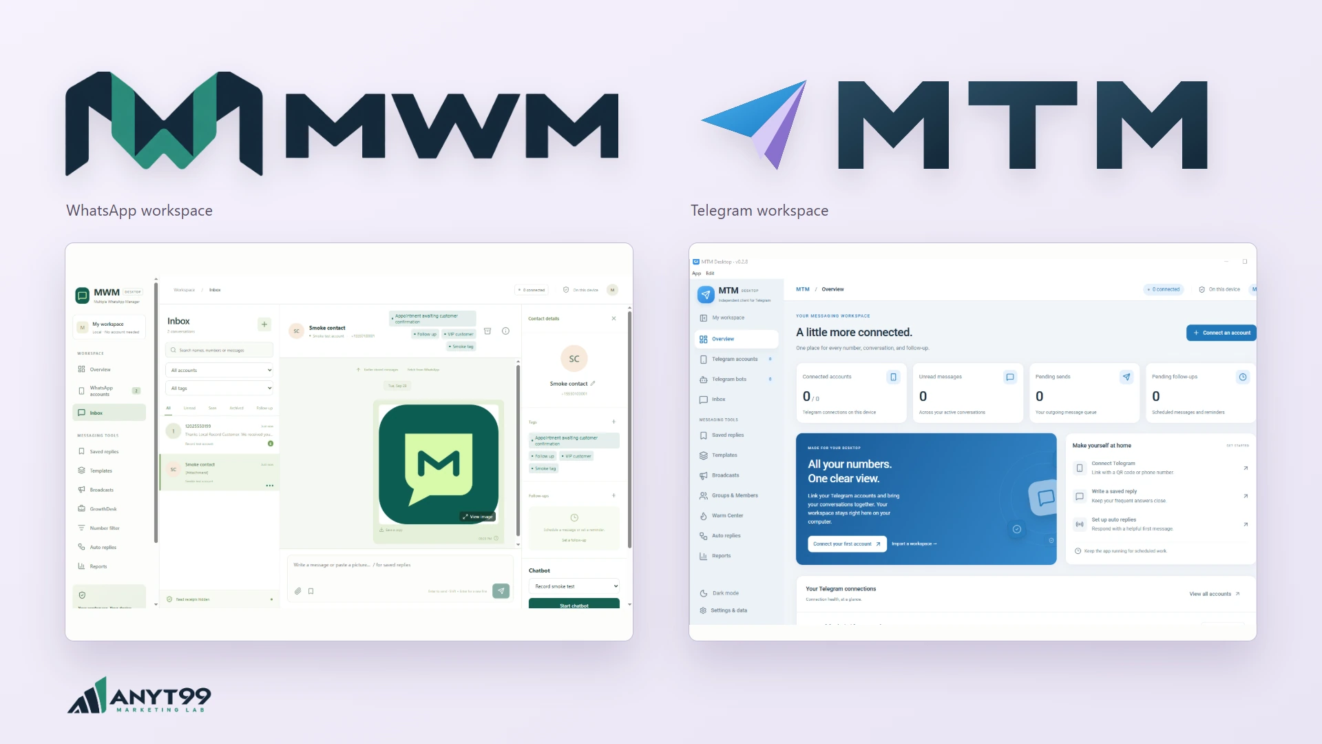 MWM and MTM, each showing its own desktop interface
